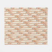 Cream & Orange Ghost Friends Pattern フリースブランケット (正面(横))