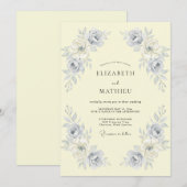 Cream Ornate Botanical Wedding 招待状 (正面/裏面)