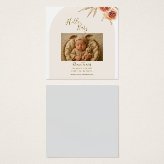 Cream Pastel Dried Flowers Hello Baby  (正面&裏面)