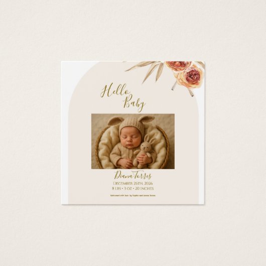 Cream Pastel Dried Flowers Hello Baby  (正面)