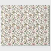 Cream Pastel Mushroom Fungi Seamless Pattern ラッピングペーパー (フラット)