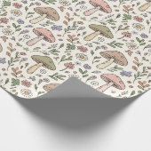 Cream Pastel Mushroom Fungi Seamless Pattern ラッピングペーパー (角)