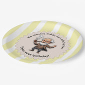 Cream Pastel Sigmund Freud Birthday Editable Text ペーパープレート (アングル)