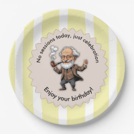 Cream Pastel Sigmund Freud Birthday Editable Text ペーパープレート