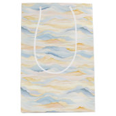 Cream Peach Blue Waves Baby Shower ミディアムペーパーバッグ (正面)