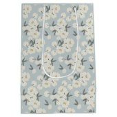 Cream Peonies on Light Blue  ミディアムペーパーバッグ (裏面)