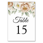 Cream Peony Floral Wedding Table Number Card テーブルナンバー (裏面)