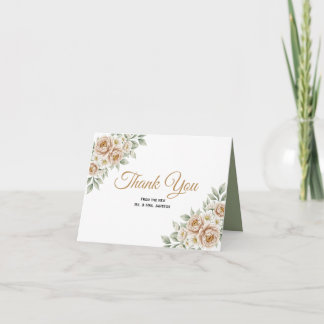Cream Peony Floral Wedding Thank You Card サンキューカード