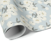 Cream Peony Flowers on Light Blue Background ラッピングペーパー (ロールコーナー)