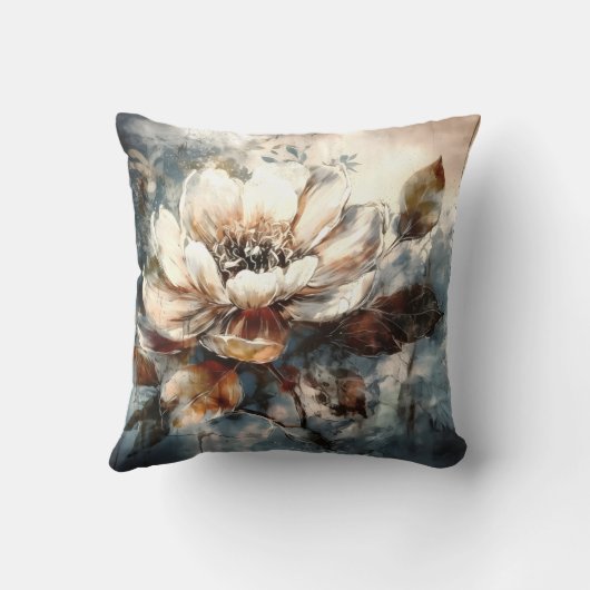 Cream Peony Watercolor Dream クッション (裏面)