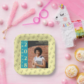 Cream Photo Modern Graduation Cap Party ペーパープレート (パーティー)