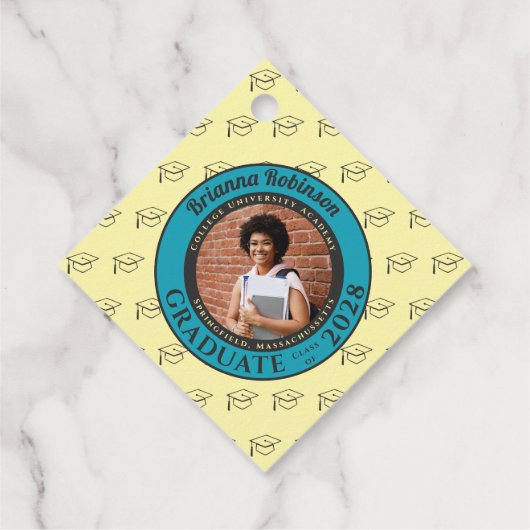 Cream Photo Modern Graduation Party Thank You フェイバータグ (裏面)