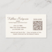 Cream Photo Script QR Code Lashes and Brows 名刺 (裏面)