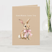 Cream Pink Bow Some Bunny Loves You カード (正面)
