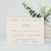 Cream Pink Foliage Monogram RSVP Response Card (スタンド正面)