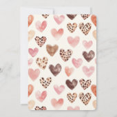 Cream Pink Heart Cupcake Leopard Birthday 招待状 (裏面)