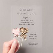 Cream Pink Leopard Hearts Birthday アクリル招待状 (インサイチュ (ポータブル))