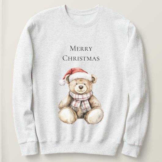 Cream Plaid Christmas Teddy Bear  スウェットシャツ (デザイン正面)