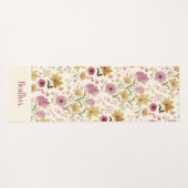 Cream Plum Wildflower Watercolor Monogram Name ヨガマット (裏面(横))