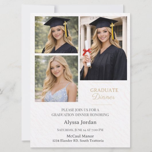 Cream Portrait Collage Graduation Flat Card (正面)