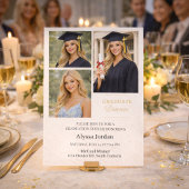 Cream Portrait Collage Graduation Flat Card