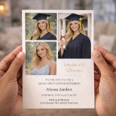 Cream Portrait Collage Graduation Flat Card