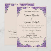 Cream & Purple Jacaranda Flowers Wedding  招待状 (正面/裏面)
