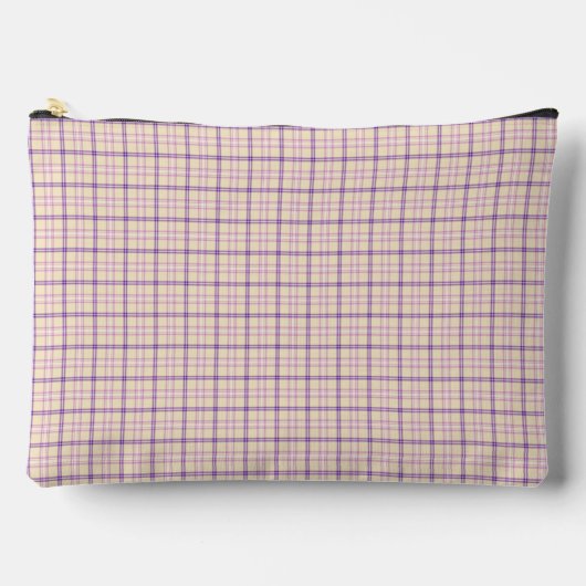 Cream Purple Plaid Classic Pattern Retro アクセサリーポーチ (正面)
