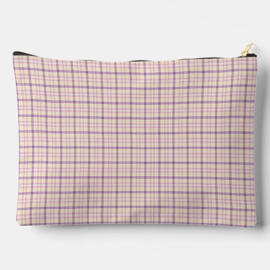 Cream Purple Plaid Classic Pattern Retro アクセサリーポーチ (裏面)