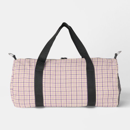 Cream Purple Plaid Classic Pattern Retro ダッフルバッグ (正面)