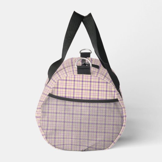 Cream Purple Plaid Classic Pattern Retro ダッフルバッグ (右)