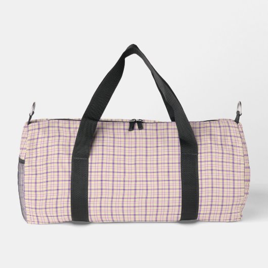 Cream Purple Plaid Classic Pattern Retro ダッフルバッグ (裏面)