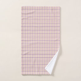 Cream Purple Plaid Classic Pattern Retro ハンドタオル