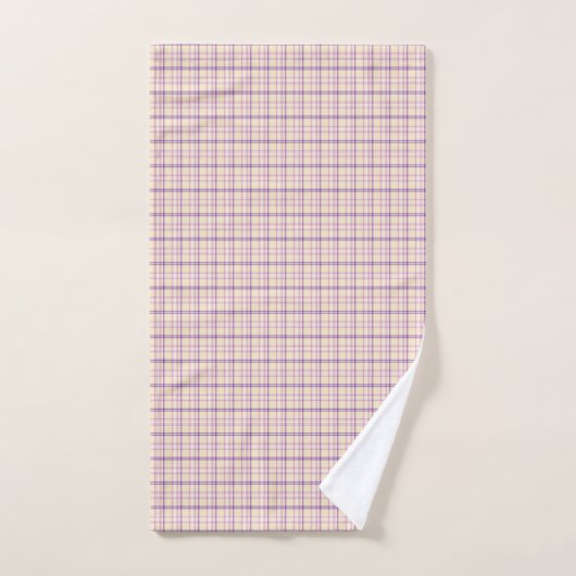 Cream Purple Plaid Classic Pattern Retro ハンドタオル (ハンドタオル)