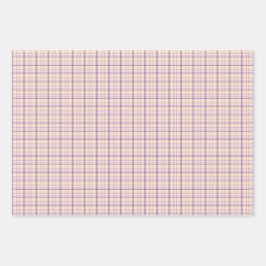 Cream Purple Plaid Classic Pattern Retro ラッピングペーパーシート