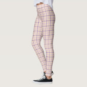 Cream Purple Plaid Classic Pattern Retro レギンス (左)