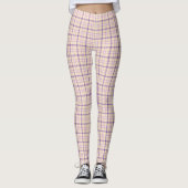 Cream Purple Plaid Classic Pattern Retro レギンス (正面)