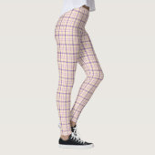 Cream Purple Plaid Classic Pattern Retro レギンス (右)