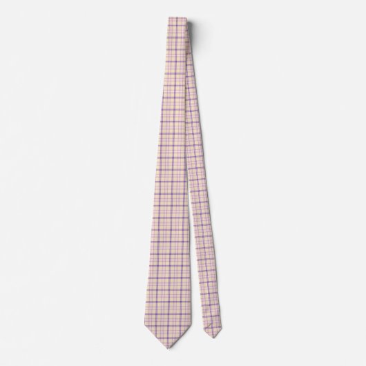 Cream Purple Plaid Classic Pattern Retro Neck Tie ネクタイ (正面)
