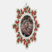 Cream Red Berries+Greenery Holiday Paper オーナメントカード (右)