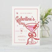 Cream Red Bow Cocktail Galentine’s Day 招待状 (スタンド正面)