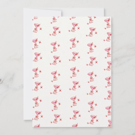 Cream Red Bow Cocktail Galentine’s Day 招待状 (裏面)