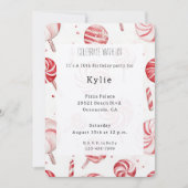 Cream Red Candy Cane Stripes Lollipops Birthday   招待状 (正面)