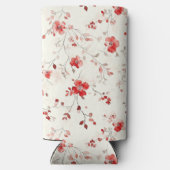 Cream Red Flowers スリム缶クーラー (裏面)
