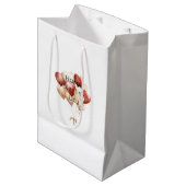 Cream Red Hearts Balloons Valentine's Day ミディアムペーパーバッグ (正面アングル)