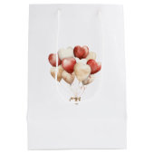 Cream Red Hearts Balloons Valentine's Day ミディアムペーパーバッグ (裏面)