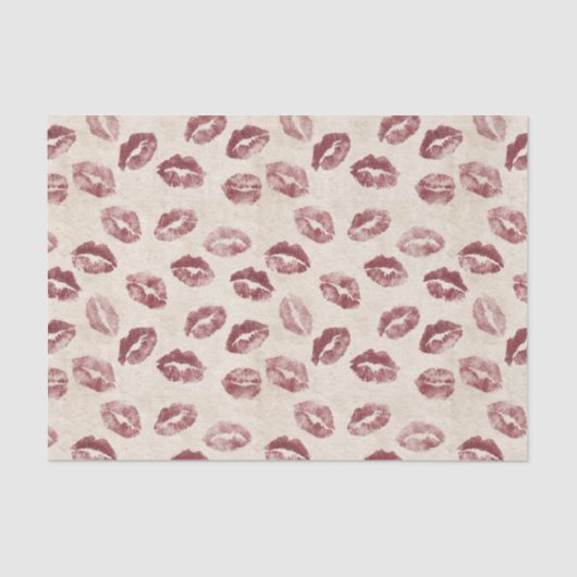 Cream Red Lips Kisses Romantic Valentine's Day 薄葉紙 (正面)