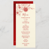 Cream Red Magnolia Chinese Wedding Menu Card メニュー (正面/裏面)