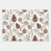 Cream Red Poinsettia Floral Christmas ラッピングペーパーシート (正面3)