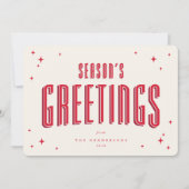 Cream+Red Season's Greetingレトロ星写真 シーズンカード (正面)